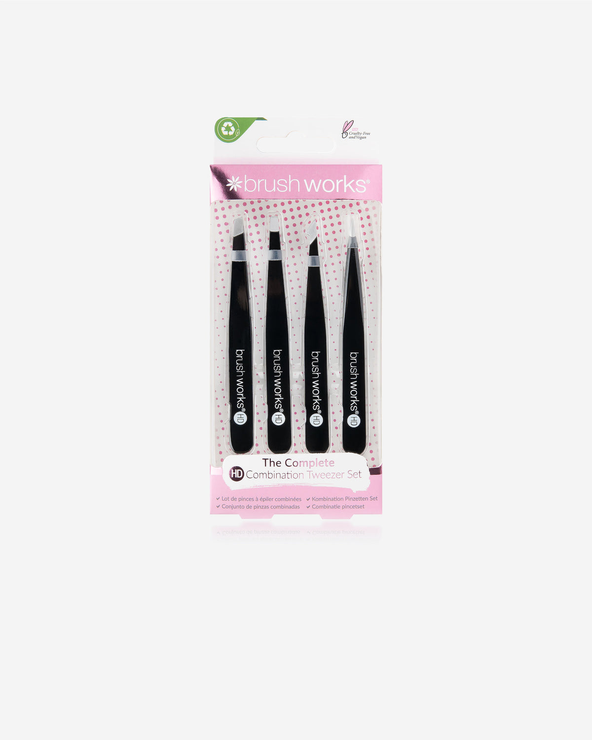 Brushworks Hd 4 Piece Combination Tweezer Set - Black