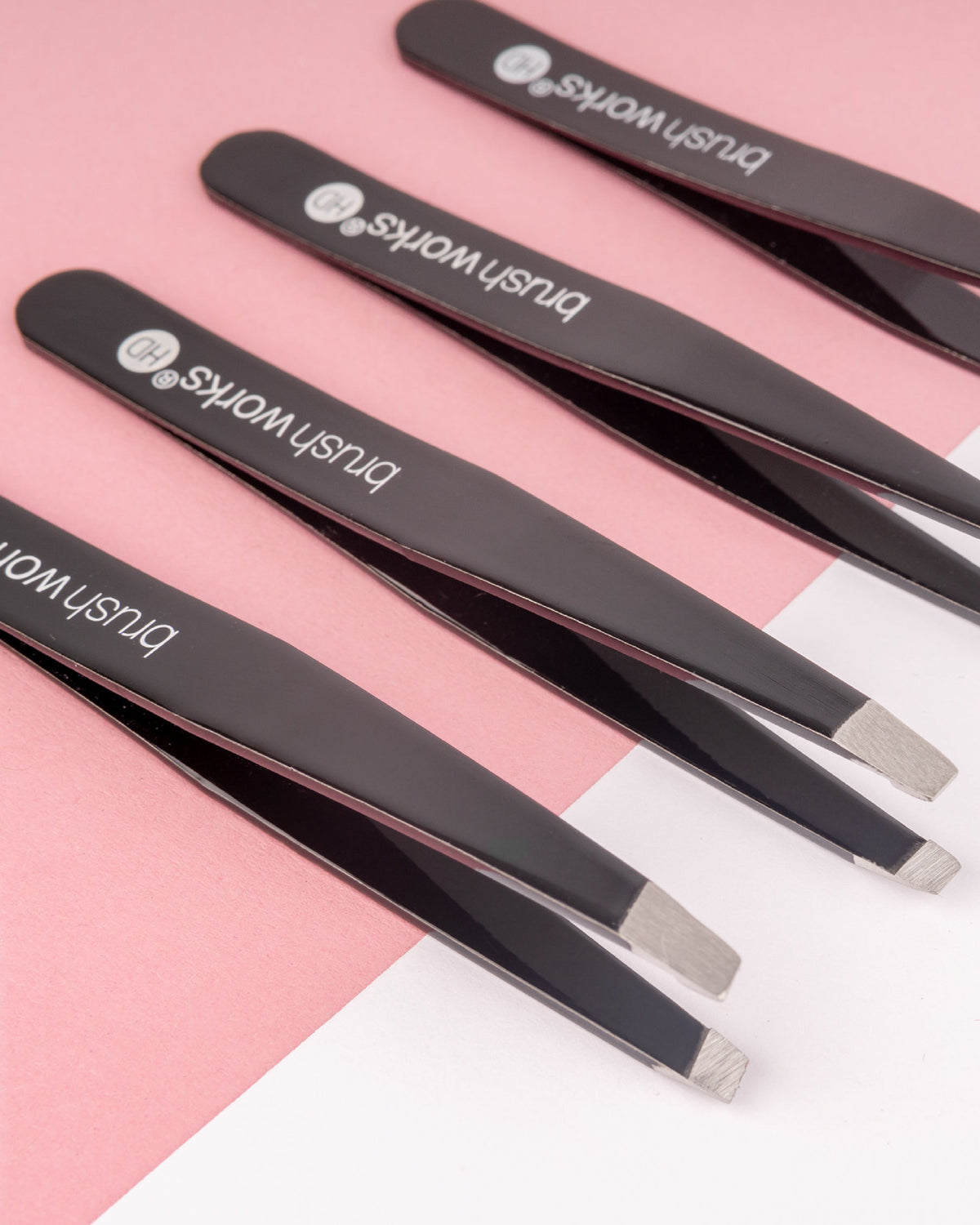 Brushworks Hd 4 Piece Combination Tweezer Set - Black